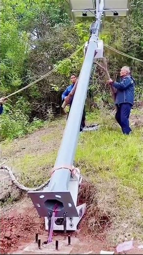 installation of solar powered light panel poles #shorts