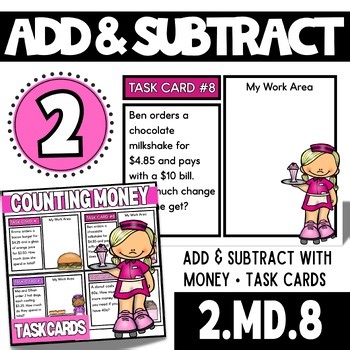 2nd Grade Money Word Problems Task Cards | Diner