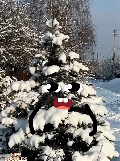 Life Doodles | The tree shakes off the snow 😂 #lifedoodles #shorts#goodland #animation#creatorsearchinsights