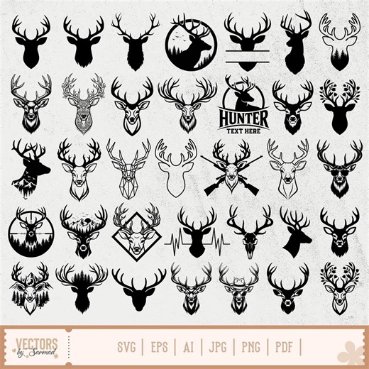 Deer Head SVG Bundle, Buck Head SVG, Deer Head Silhouette, Deer Head Vector, Deer Head Monogram, Deer Head Outline, Deer Skull SVG - Etsy Canada