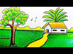 "Easy Crayon Drawing for Beginners – Peaceful Nature Scene#art