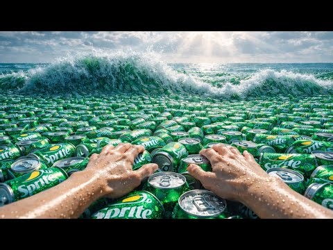 Sprite Can Ocean Wave 🌊 Massive Soda Can Ocean | Satisfying ASMR POV Swimming
