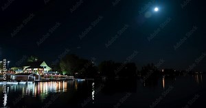 Chestermere Lake Alberta Canada full moon timelapse Friday 13th night time, tripod tilt down