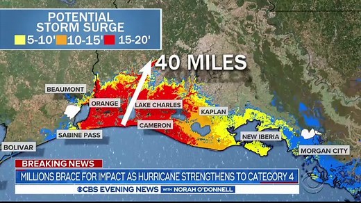 5.1K views · 120 reactions | STORM WATCH: Laura is expected to make landfall as a category 4 hurricane along the Gulf Coast within hours. The National Hurricane Center is calling the projected storm surge “unsurvivable,” and Laura could still strengthen into a category 5 before it strikes. https://cbsn.ws/34AvS7f | CBS Evening News | Facebook