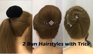 510K views · 19K reactions | 2 Awesome Wedding Hairstyles | Bun Hairstyles with Easy Trick how to make beautiful high bun hairstyle with gown for wedding fucntion or party. beautiful hairstyles with trick, beautiful bun hairstyle with trick. eays bun hairstyles. easy juda hairstyles in one mimute for party | LuxyHairstyles | Facebook