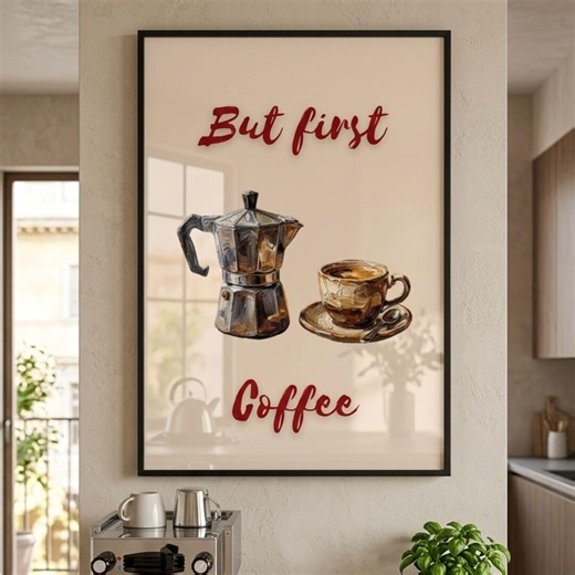 But First Coffee Poster, Minimalist Coffee Quote Print, Kitchen Bar Decor (digital Download) - Etsy