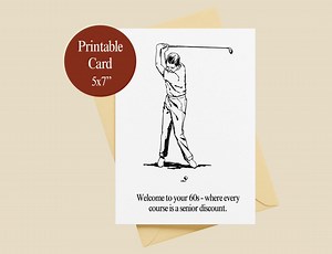 Funny 60th Birthday Card for Golfer, Golf Humor (digital Download, 5x7 A7 Size) - Etsy Canada