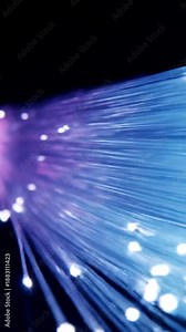 Fiber Optic Cables Transmitting Data and Light Signals in a Digital Network.