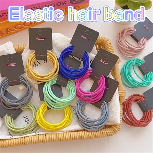 BELLEWORLD Wholesale 10Pcs/Card Simple Fashion Style Elastic Seamless Rubber Hair Tie Hair Bands Girls Colorful Hair Ropes
