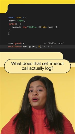 What does that setTimeout call actually log — and what happened to this? Go!