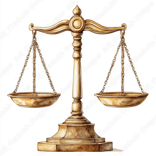 Vintage Scales of Justice Clipart, Watercolor Balance Scale JPG Images (digital Download) - Etsy
