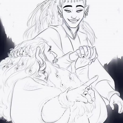 me and bro breaking thousands of years of intergenerational hate with the power of love | quote: “Legolas took Gimli Glóin's son with him because of their great friendship, greater than any that has been between Elf and Dwarf” – The Return of the King, Appendix A, “Durin's Folk” | art credits: idahl on deviantart, Anke Eißmann (thrice), Anna Lee, John Howe, Marya Filatova, Peter Xavier Price, Ted Nasmith (twice), Turner Mohan, cy_lindric on instagram | scp: @王静宣 [cregans version] #lotr #lotrenth