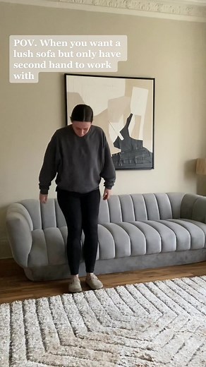 Sofa Transformation with Upholstery Paint and Gorgeous Legs | DIY Furniture Upcycle