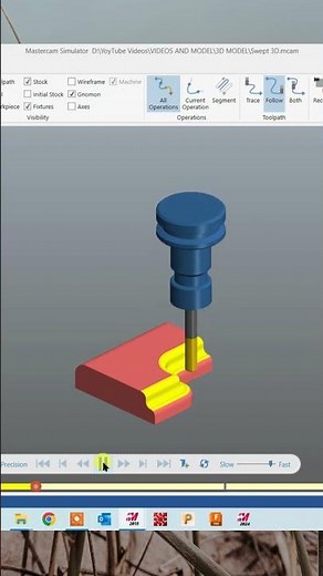 18-Mastercam Swept 3D Toolpath #How To Make Swept 3D Program#shortvideo #viralvideo #vmc #mastercam
