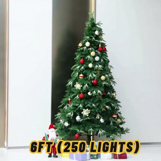 6/8ft Pre-Lit PE & PVC Artificial Spruce Christmas Tree with W/White Lights & Ice Crystal Decoration