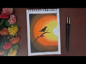 How to Paint Bird Silhouettes with a Sunset Sky | Step-by-Step Acrylic Tutorial