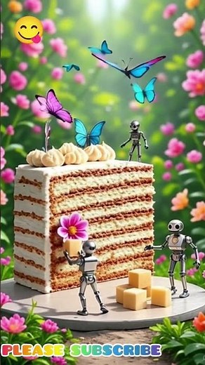 Futuristic Delight: Robots Baking the Perfect Cake Piece 🤖🍰