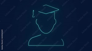 graduation student education cap online university degree program animation