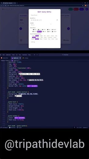 📓 ANIMATED DIGITAL DIARY with FULL CRUD OPERATIONS! ✨ #viral #tripathidevlab #javascript #dairy #css