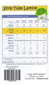 STRIP TUBE LATTICE  - Cozy Quilt Designs Pattern