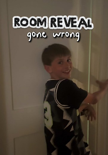 We surprised him with a room makeover… This was not exactly how I pictured the reveal going and still one of the funniest parenting moments we’ve ever captured.😂😂 room reveal gone wrong, boy mom chaos, parenting boys, bedroom makeover surprise