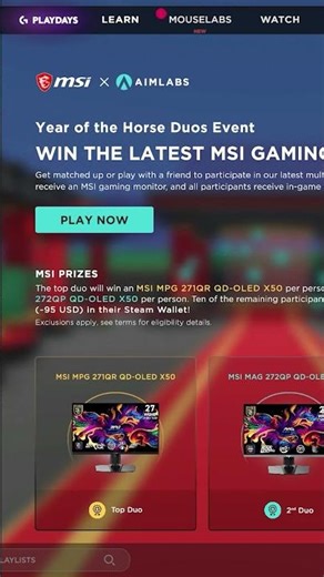 Aimlabs Year of the Horse Duos Event with Matchmaking - Win MSI QD-OLED Monitors!