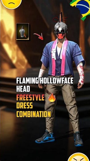 UNIQUE 🌪️ FREESTYLE COMBINATION 👺 FOR ⚡ FLAMING HOLLOWFACE HEAD 🔥 FREE FIRE 🔥