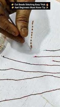 👉 Cut Beads Stitching Easy Trick 🔥👉 Aari Beginners Must Know Tip ✨#embroidery #embroiderykit #stitch