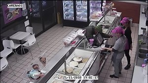 Seattle Police are asking for the public's help to identify a serial armed robber targeting Baskin Robbins stores and Subway shops. Detectives say he has hit at least three times since October. In the most recent robbery on November 25th, the suspect described as a black male, 40's to 50's years old with a possible shaved head entered the Baskin Robbins at 2001 Rainier Ave S with a large knife at about 4:30 pm. "As soon as I get to the counter, he grabs me by the apron and then holds his knife t