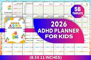 2026 ADHD Planner for Kids | Printable PDF | 56 Pages | Daily Monthly Organizer | 8.5x11 | School & Home Focus Tools - Etsy