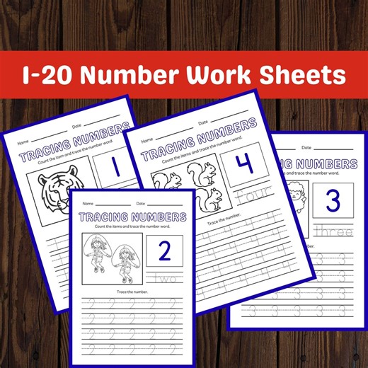 Number Tracing Workbook 1-20, Preschool Counting Worksheet, Kids Learning Numbers Printable - Etsy Canada