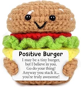 Mini Inspirational Graduation Gifts for Women Men Handmade Positive Crochet Burger for Birthday Encouragement Cheer Up Gift for Coworker Friend Boss Teacher Appreciation Ideas