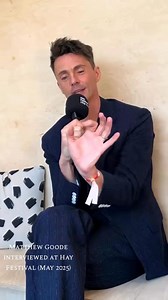 2 wee clips of Matthew Goode interviewed at Hay literary festival where he gave a talk about Dept. Q on 24 May alongside Scott Frank and Chloe Pirrie. One clip we have already seen but it's just so wondetful. In the first one he lists his top shelf books (a great mix) and in the second he is asked what advice he would give his 16-year-old self: "you're enough". This makes me 🥹🥹 every time. 🎞 bbcbookworm on TT (just posted) and Hay Festival on IG (posted May 25), my edit #matthewgoode #booksof