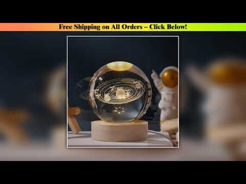 6/8cm 3D Crystal Ball Planet Night Light Laser Engraved Solar System Globe Astronomy Festival