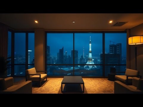 Tokyo High-Rise View with Gentle Midnight Rain (2 Hours)