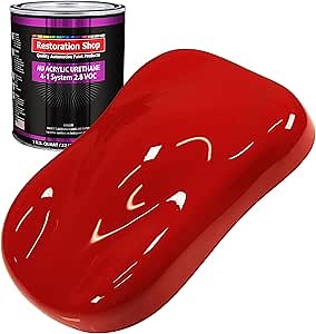 Restoration Shop - Pro Street Red Acrylic Urethane Auto Paint - Quart Paint Color Only - Professional Single Stage High Gloss Automotive, Car, Truck Coating, 2.8 VOC