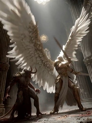 Archangel Casts Out Demons | Angel vs Demon Battle | Divine Protection #archangel #angel #angelvsdemon #heaven #heavenvshell #battleofheaven #guardianangel #faith #divine #spiritual #cinematic #aiart #fyp