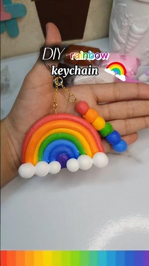 DIY Rainbow Keychain 🌈 | Super Clay Keychain Tutorial ✨