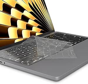 Kuzy Premium MacBook Pro 14 inch Keyboard Cover Skin M4 16 inch 2025 2024 2023 M3 M2 M1 Pro Max - MacBook Air 13 inch Keyboard Cover 15" M4 M3 US Layout, Clear