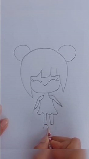 Draw a Girl with Double Buns in 60 Seconds! 🎀 #shorts