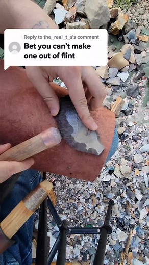 Replying to @the_real_t_s Flint Knife #flintknapping #satisfying #crunchy #primitiveskills #rock #knife #fyp