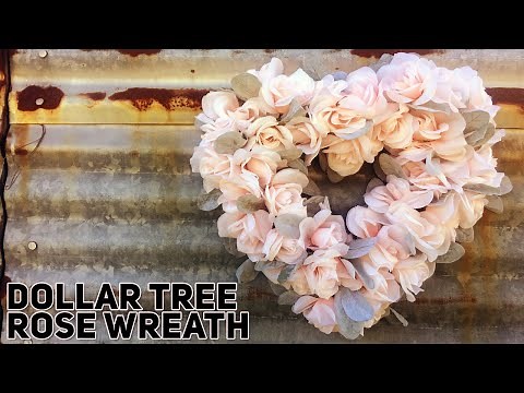 DIY Dollar Tree Rose Covered Heart Wreath for Valentine's Day - Bridal -- Wedding