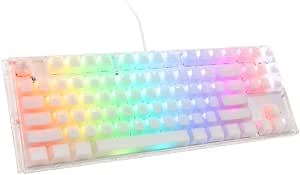 Ducky One 3 Aura 80% Mechanical Keyboard: Quack Mechanics Dampening, Hot-Swappable Cherry MX Blue Switches, High-Density PBT Doubleshot Keycaps, RGB, US, Aura White
