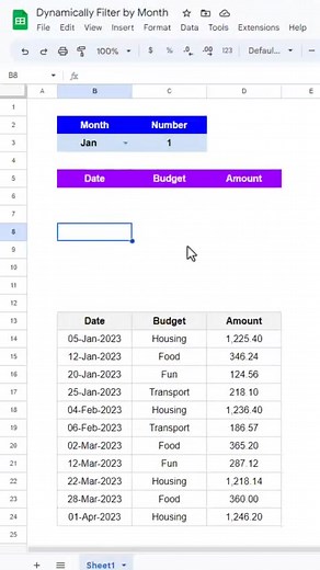 177K views · 1.1K reactions | Dynamically Filter by Month in Google Sheets #shorts | Data Driven Insights | Facebook