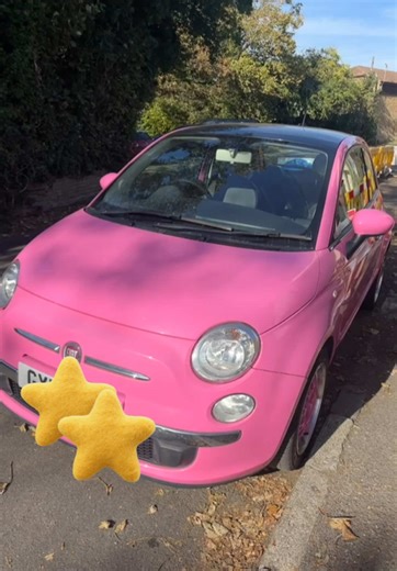 The Cutest Little Girl and My Pink Fiat Drawing
