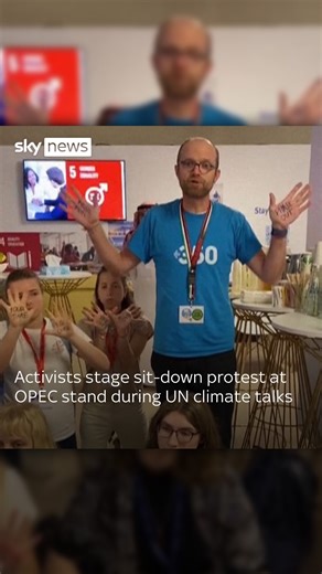 43K views · 45 reactions | Activists stage sit-down protest at OPEC stand during UN climate talks at COP28 #COP28 #Climate #OPEC | Sky News | Facebook