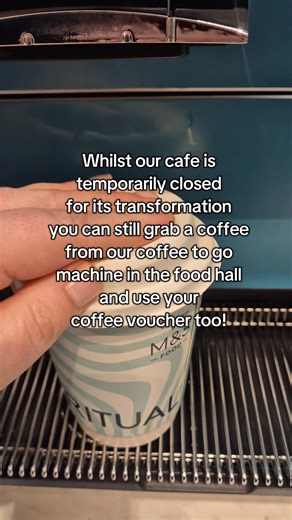 Whilst our cafe is temporarily closed for its transformation, you can still grab a coffee from our coffee to go machine in the food hall and you can even use your coffee voucher if you have them too! #mandslocal | M&S Meadowhall