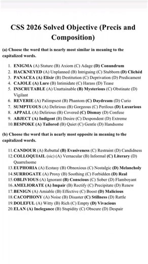 css 2026 solved objective