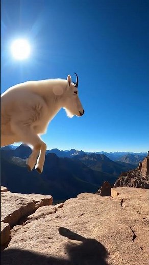 Mountain goat's incredible cliffside jump. #animals