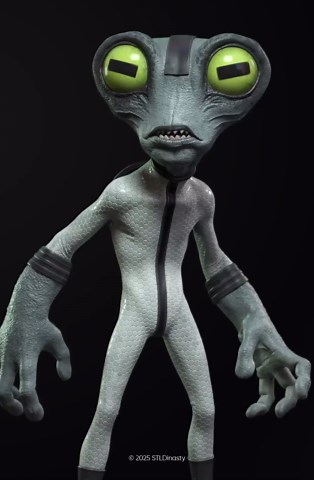 Alien Creature Fanart STL Statue | 1/6 Scale | Slim Sci-Fi Pose | Split Parts | 3D Print File Model Download